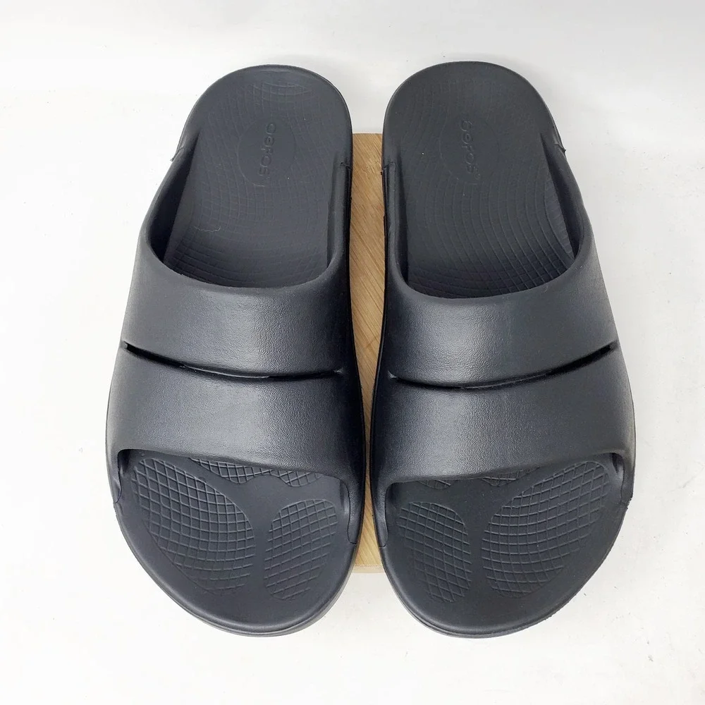 Oofos Sandals Mens 11 Ooahh Black Slide Recovery Sport Pool Beach Slip On Shoes